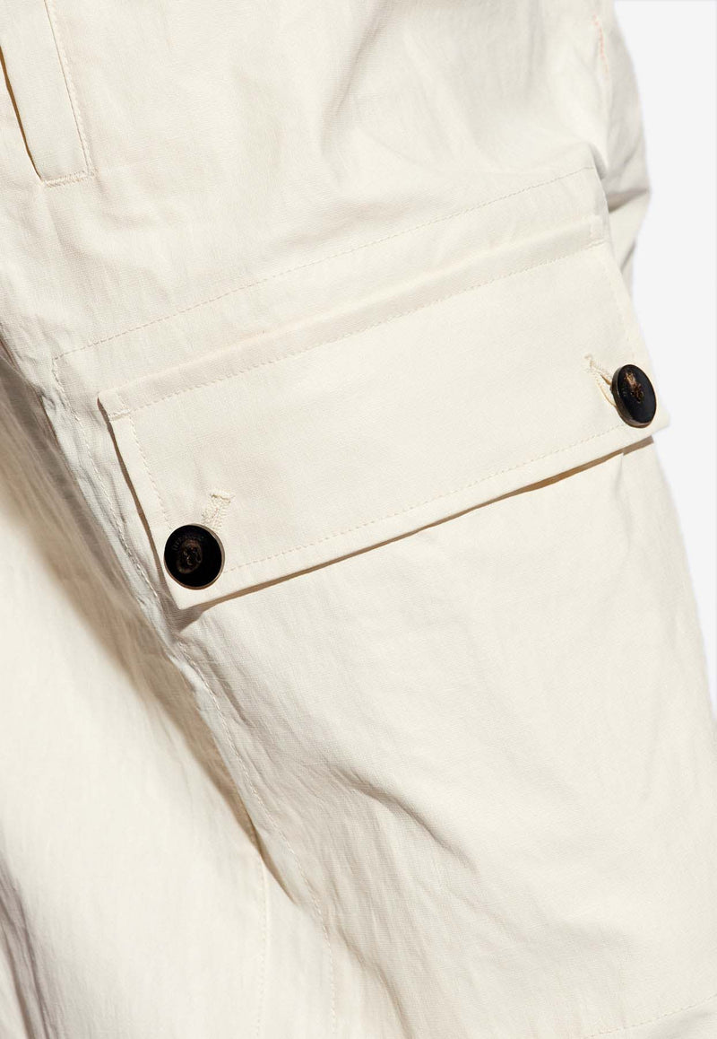 Salvatore Ferragamo Wide-Leg Linen Cargo Pants White 143857 P 773182-MASCARPONE