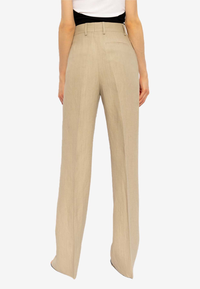 Salvatore Ferragamo High-Waist Tailored Pants Beige 13E908 P 773469-STONE