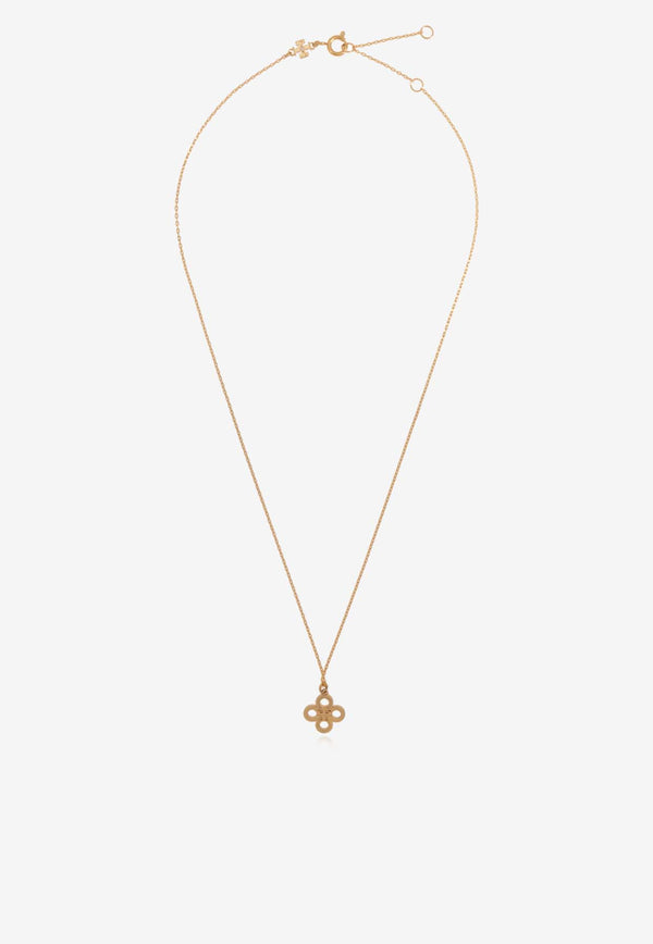 Tory Burch Kira Enamel Flower Pendant Necklace Gold 156255 0-720