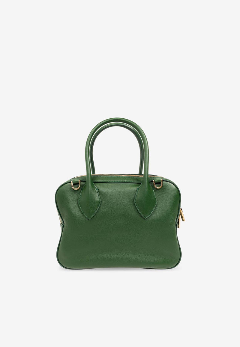 Salvatore Ferragamo Small Star Grained Leather Top Handle Bag Green 218958 STAR TH 773341-FOREST GREEN