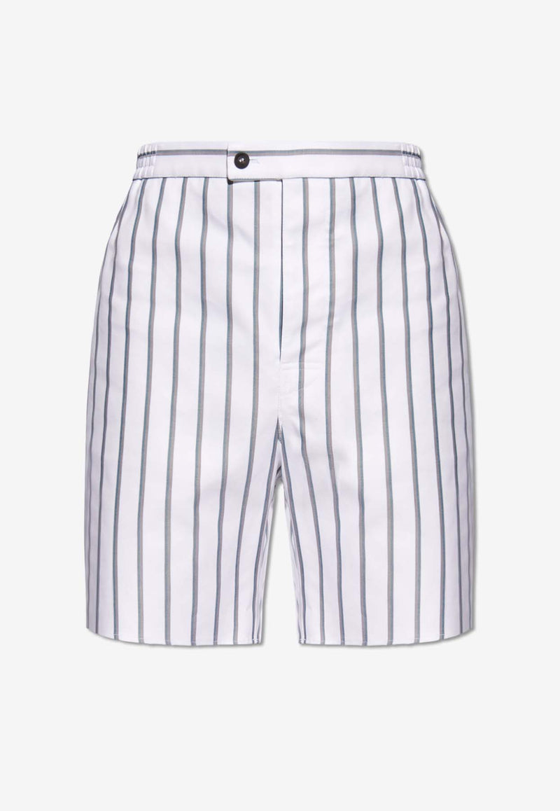 Salvatore Ferragamo Striped Bermuda Shorts White 143919 P 773473-WHITE F GREEN ASH GREY