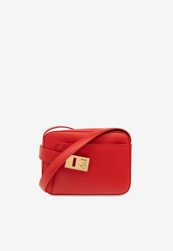 Salvatore Ferragamo Archive Gancini Buckle Camera Bag Red 216292 ARCHIVE CC 769548-FLAME RED