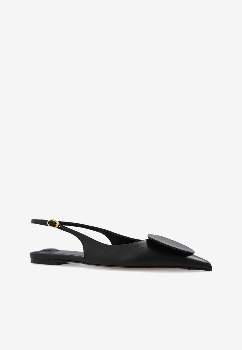 Jacquemus Duelo Slingback Leather Flats Black 241FO077 3073-990