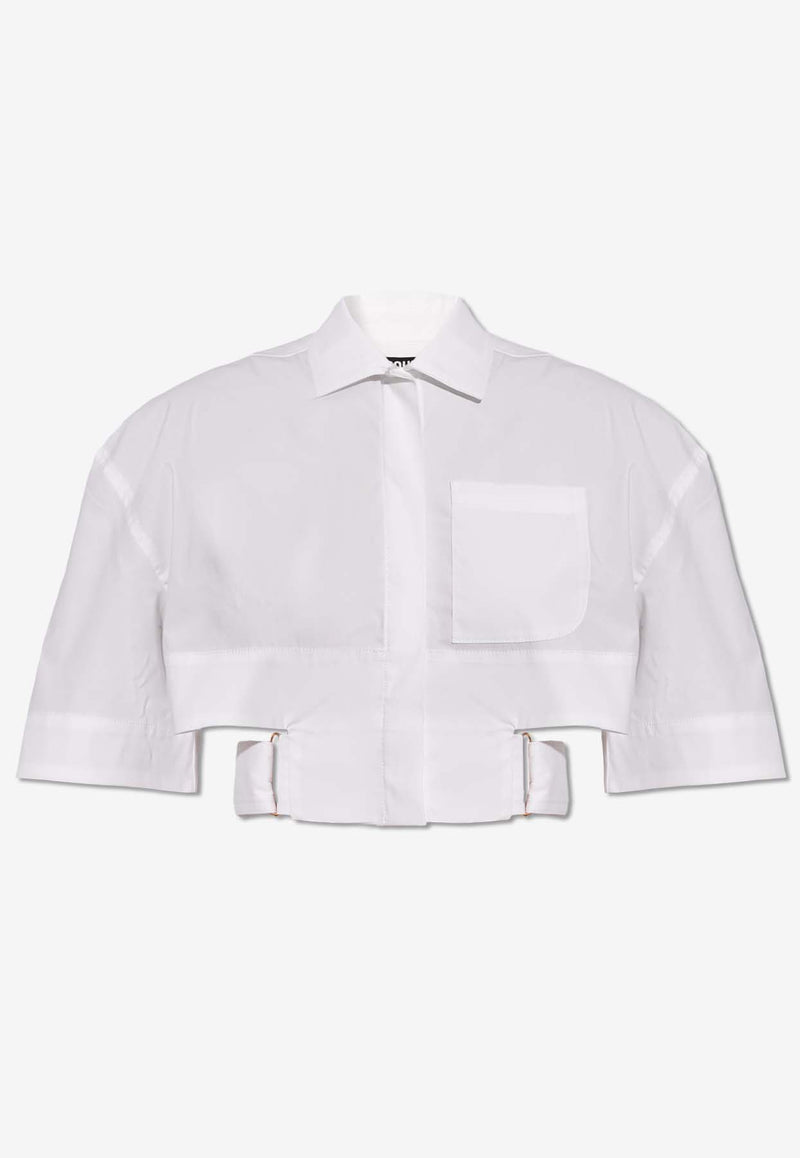 Jacquemus Bari Cropped Shirt with Cut-Outs White 241SH054 1454-100