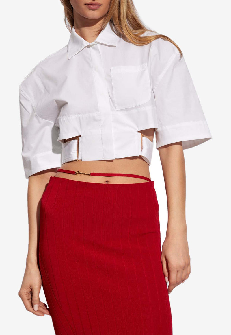 Jacquemus Bari Cropped Shirt with Cut-Outs White 241SH054 1454-100