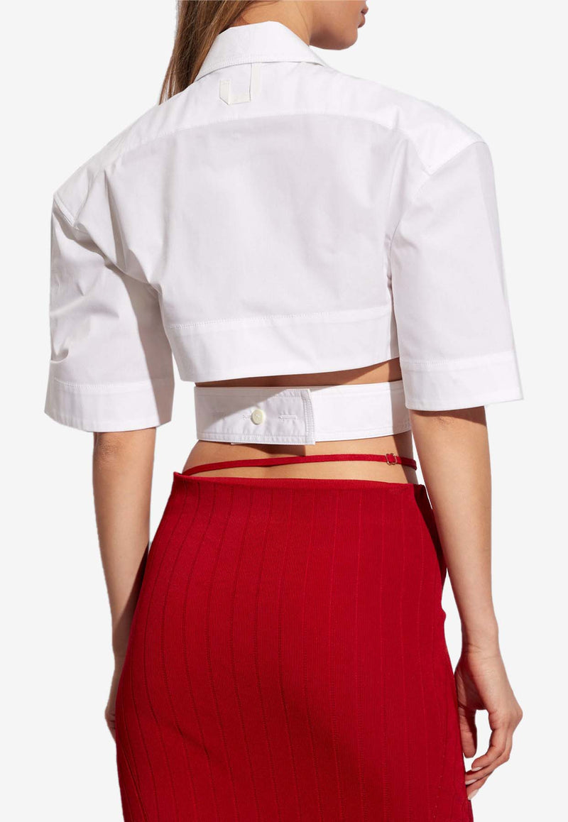 Jacquemus Bari Cropped Shirt with Cut-Outs White 241SH054 1454-100