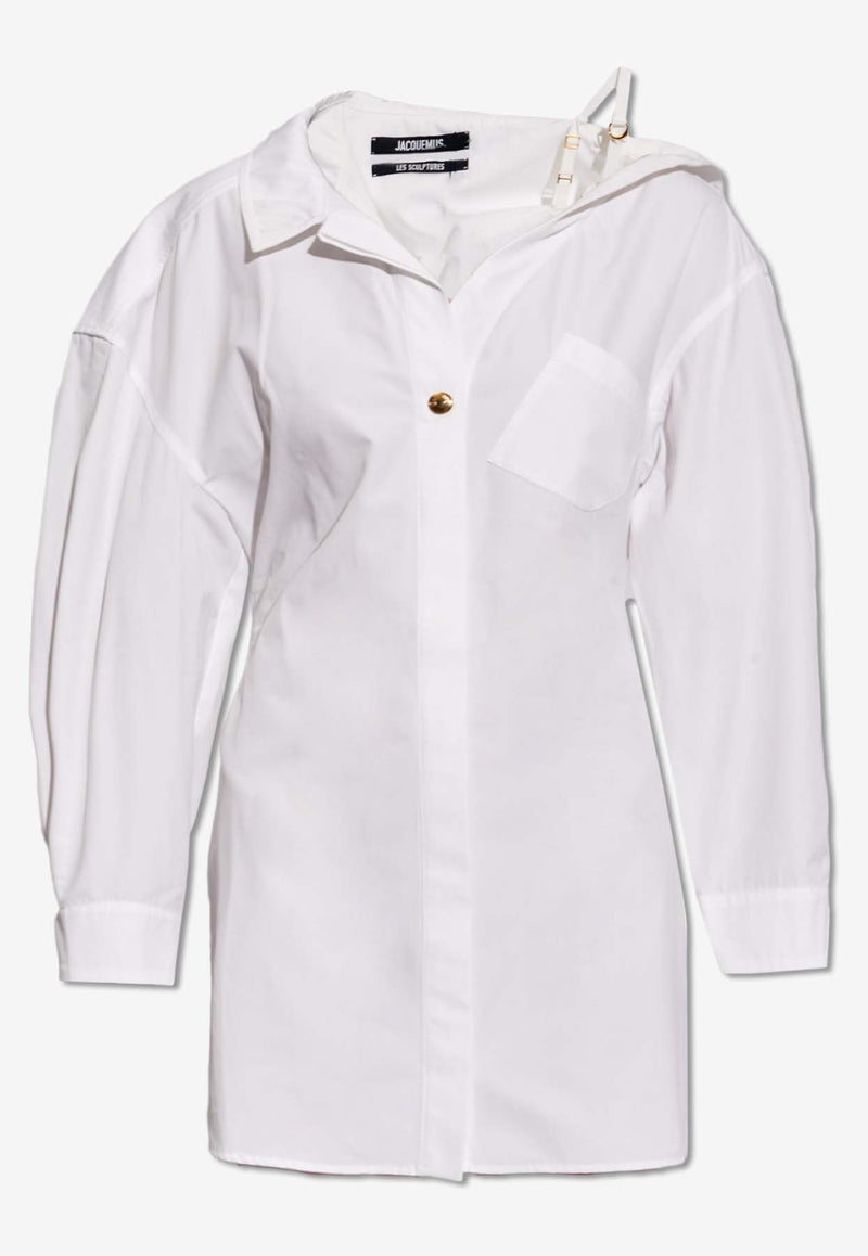 Jacquemus Asymmetric Mini Shirt Dress White 241DR094 1520-100