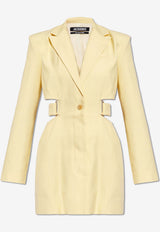 Jacquemus Bari Viscose Blazer Mini Dress Yellow 241DR016 1359-205