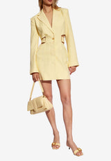 Jacquemus Bari Viscose Blazer Mini Dress Yellow 241DR016 1359-205