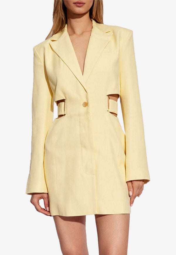 Jacquemus Bari Viscose Blazer Mini Dress Yellow 241DR016 1359-205