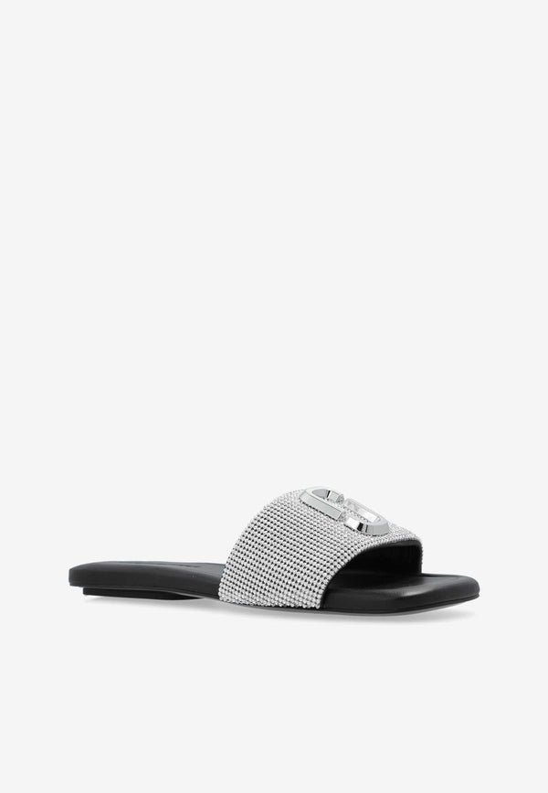 Marc Jacobs The Rhinestone J Marc Slides Silver 2R3FFS006F05 0-965