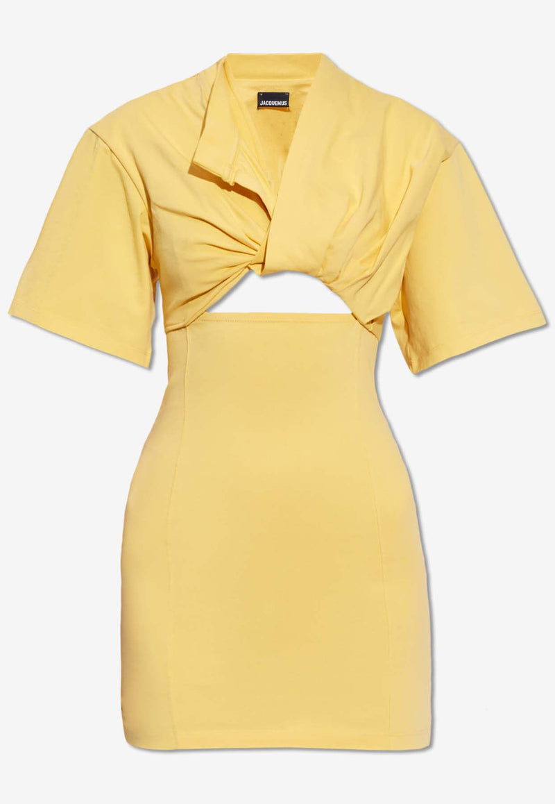 Jacquemus Bahia Cut-Out Mini Dress Yellow 241DR088 2003-151