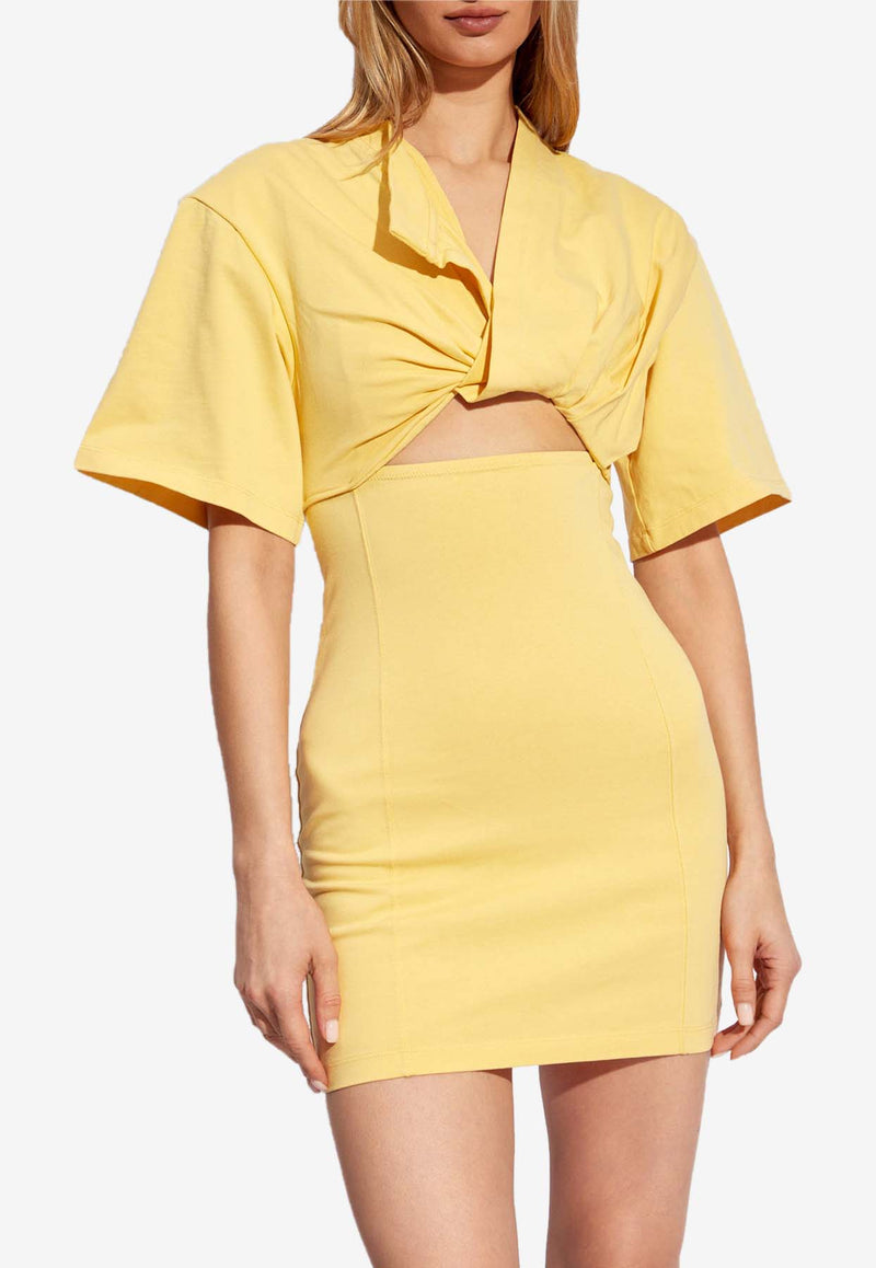 Jacquemus Bahia Cut-Out Mini Dress Yellow 241DR088 2003-151