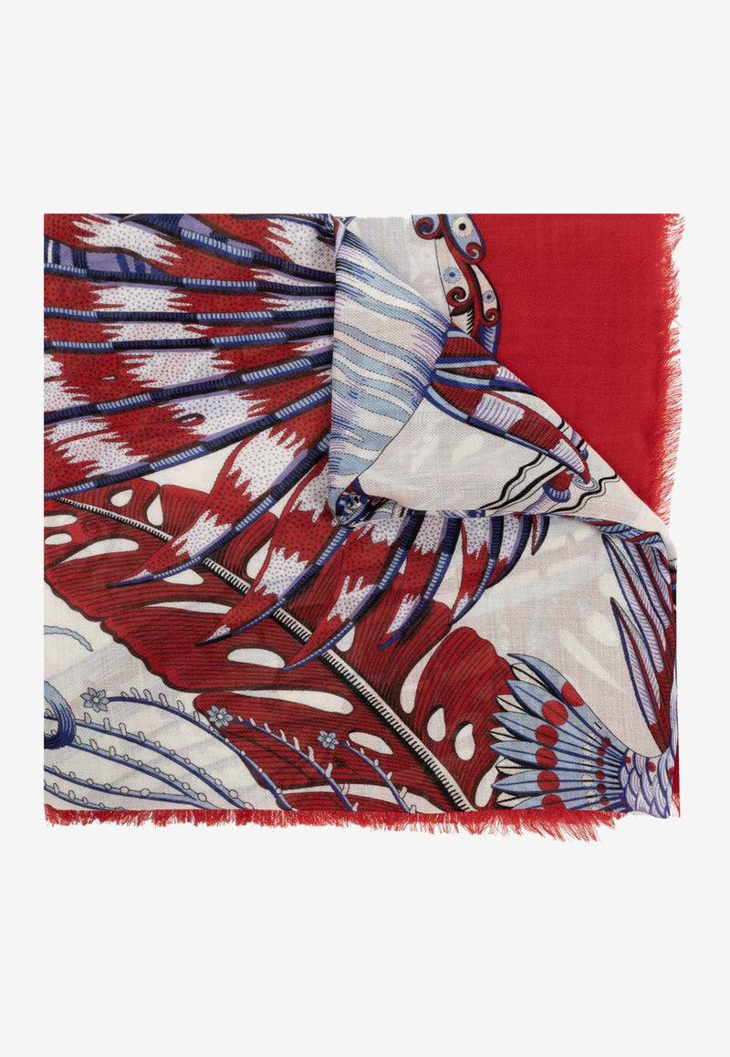 Salvatore Ferragamo Fish Print Cashmere Scarf Red 320931 SL SUMMER2 775492-RED BLU