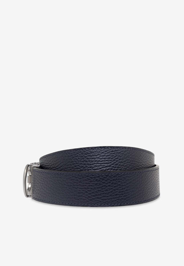 Salvatore Ferragamo Gancini Reversible Leather Belt Navy 675542 DOUBLE ADJUS 776307-NERO