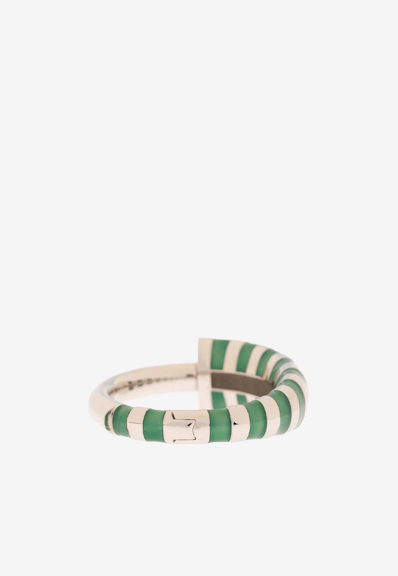 Salvatore Ferragamo Striped  Two-Tone Bracelet Green 760753 BR SHELL 0-PLD GREEN