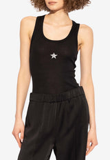 Stella McCartney Star Appliqué Ribbed Tank Top Black 6J0291 3SPZ11-1000