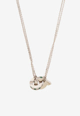 Salvatore Ferragamo Double Gancini Chain Necklace Silver 760771 NKL FLUIDZIR 776252-PALLADIO GREEN CRYSTAL