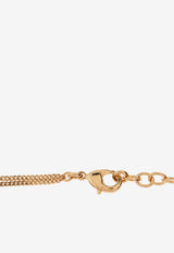 Salvatore Ferragamo Crystal Embellished Gancini Chain Necklace Gold 760783 NKL GSTR P 776608-ORO PERLA