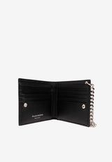 Alexander McQueen Graffiti Logo Metallic Bi-Fold Wallet with Chain Silver 775292 1AATE-1402