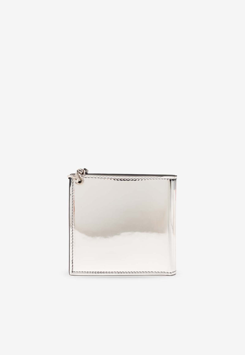 Alexander McQueen Graffiti Logo Metallic Bi-Fold Wallet with Chain Silver 775292 1AATE-1402