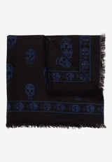 Alexander McQueen Skull Print Frayed Scarf Black 557717 4943Q-1042