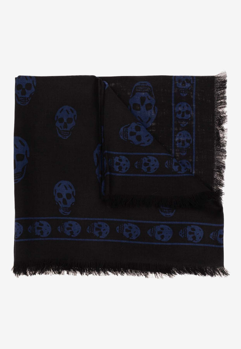 Alexander McQueen Skull Print Frayed Scarf Black 557717 4943Q-1042