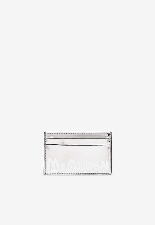 Alexander McQueen Graffiti Logo Metallic Cardholder Silver 736230 1AATE-1402