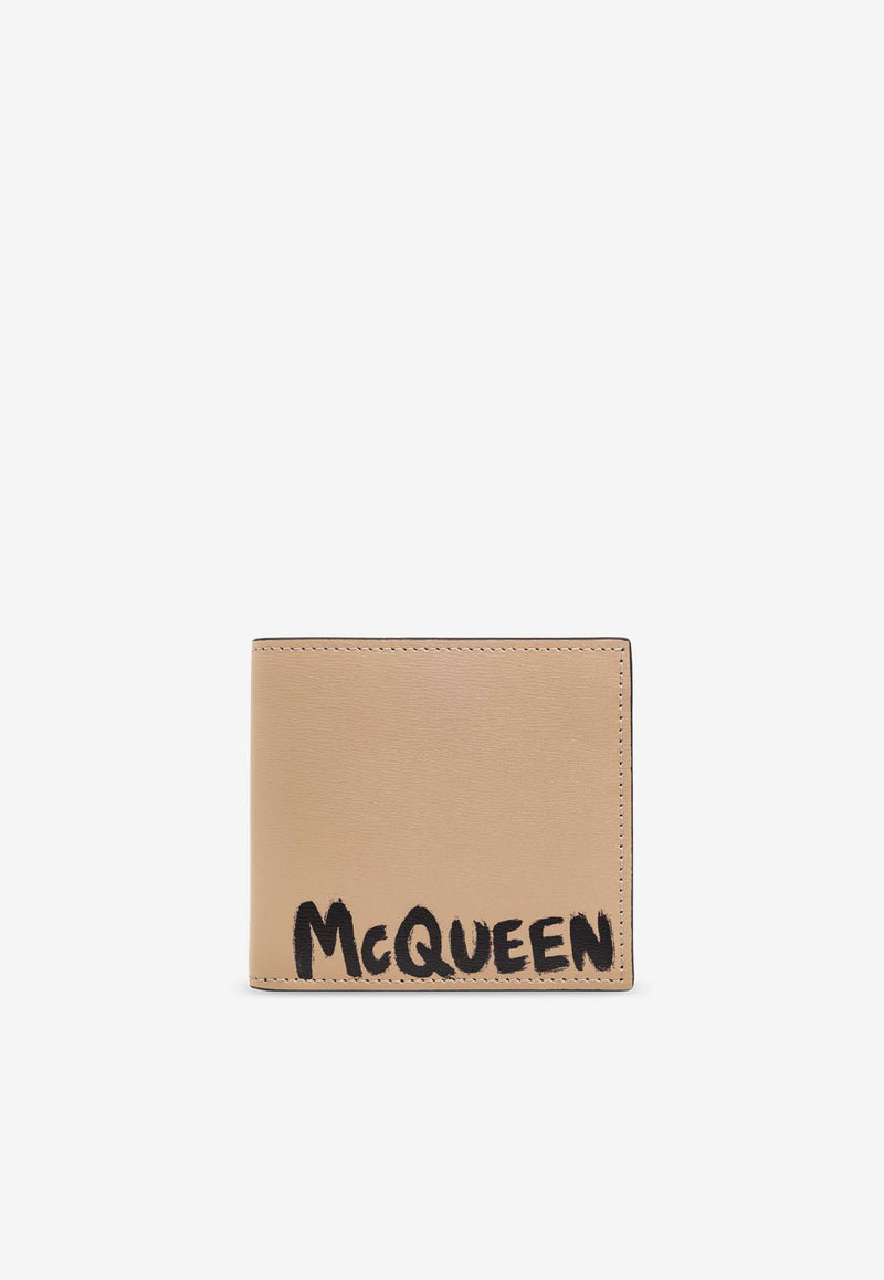 Alexander McQueen Graffiti Logo Leather Bi-Fold Wallet Beige 602137 1AATG-2601