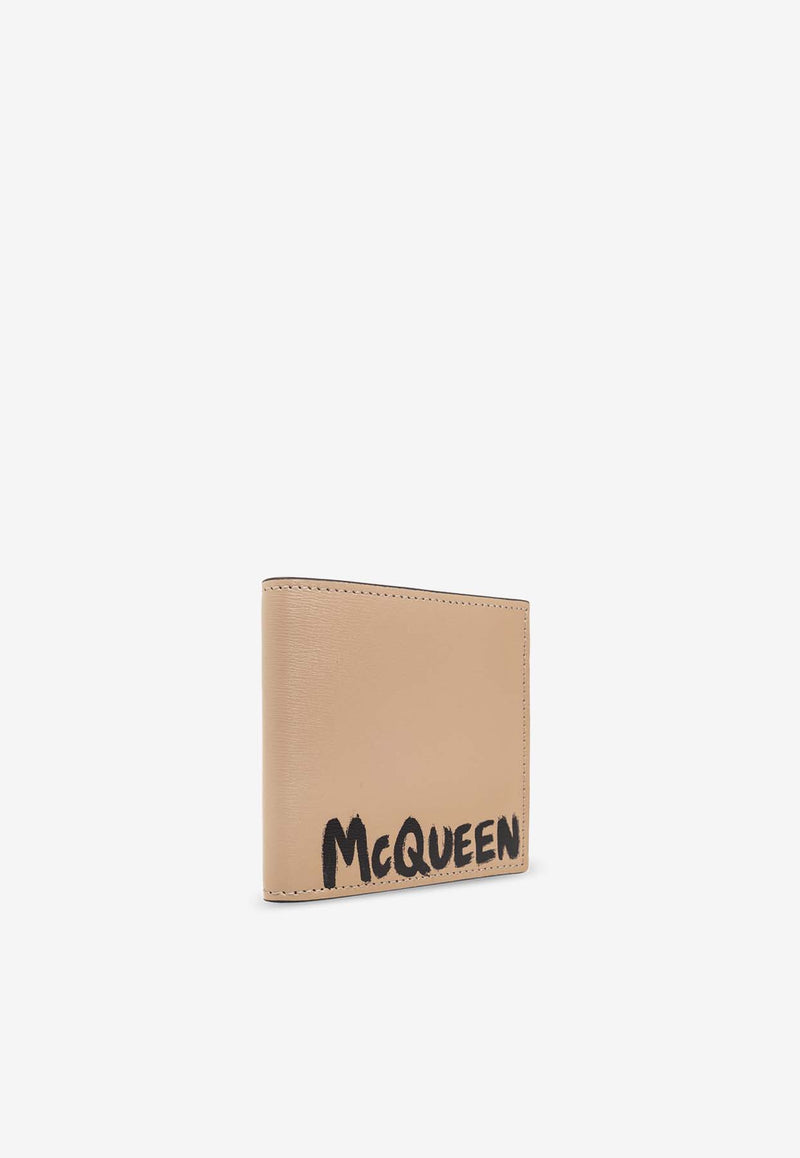 Alexander McQueen Graffiti Logo Leather Bi-Fold Wallet Beige 602137 1AATG-2601