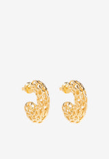 Bottega Veneta Textured Hoop Earrings Gold 786255 VAHU0-8120