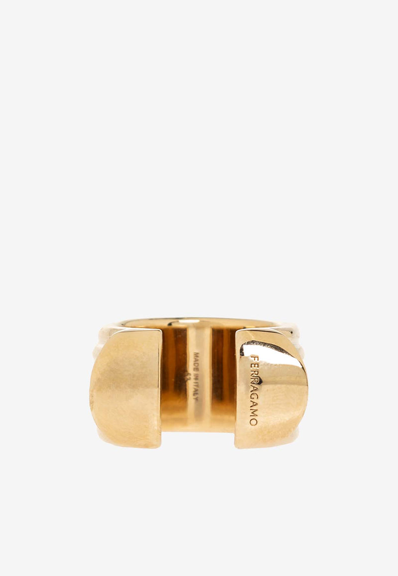 Salvatore Ferragamo Gancini Brass Ring Gold 760779 AN GAN80 7762-ORO