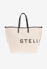 Stella McCartney Logo Print Canvas Tote Bag White 7B0048 WP0221-9043