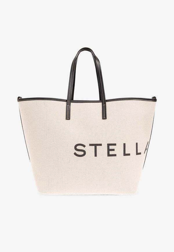 Stella McCartney Logo Print Canvas Tote Bag White 7B0048 WP0221-9043