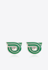 Salvatore Ferragamo Gancini Stud Earrings 760755 NEWGANSMALTO 776033-PLD GREEN