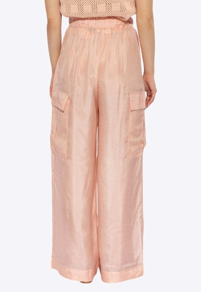 Zimmermann Halliday Silk Cargo Pants Pink 9686PSS241 0-PINK