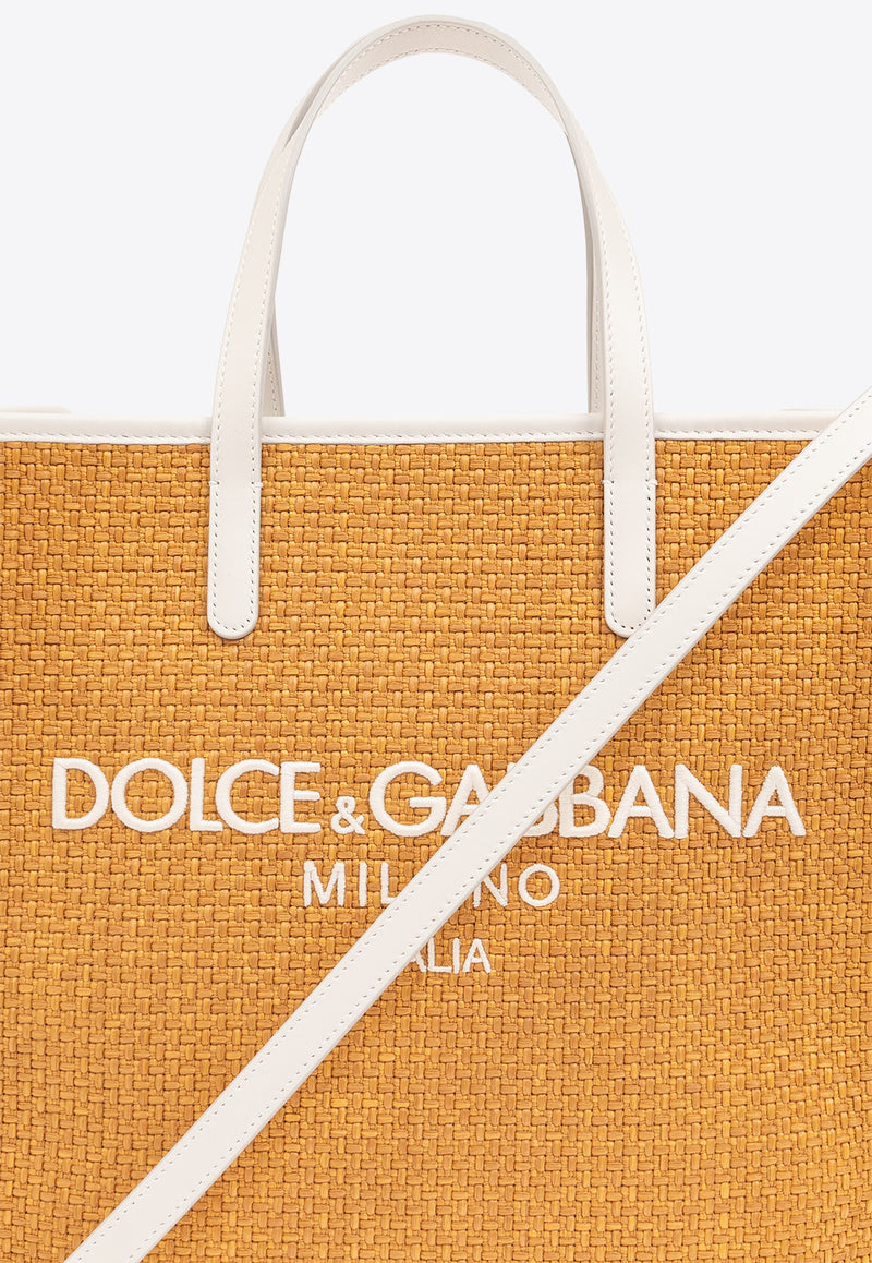 Dolce 
Gabbana Logo-Embroidered Woven Tote Bag BB2259 AS525-8F356