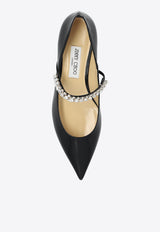 Jimmy Choo Bing Crystal-Strap Ballerina Shoes BING PUMP FLAT PAT-BLACK Black