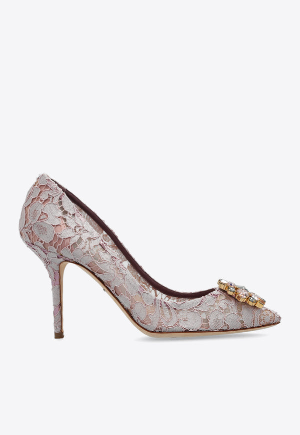 Dolce 
Gabbana 90 Crystal-Embellished Lace Rainbow Pumps CD0101 AL198-87142