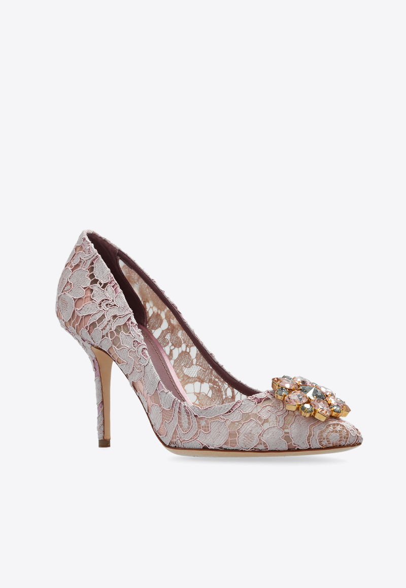 Dolce 
Gabbana 90 Crystal-Embellished Lace Rainbow Pumps CD0101 AL198-87142