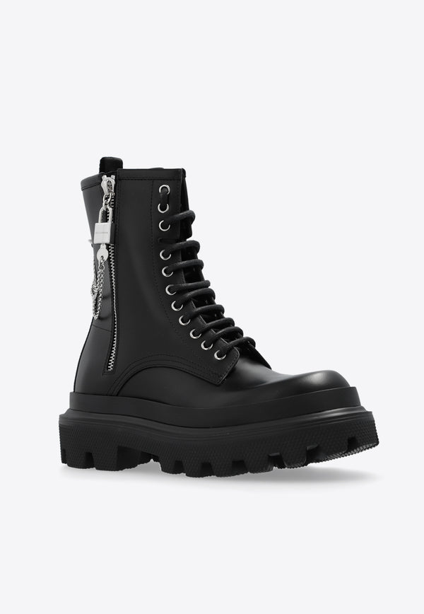 Dolce 
Gabbana Leather Combat Ankle Boots CT1025 AB640-80999