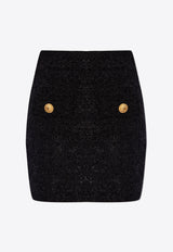 Balmain Tweed Mini Skirt DF1LB015 KG43-0PA