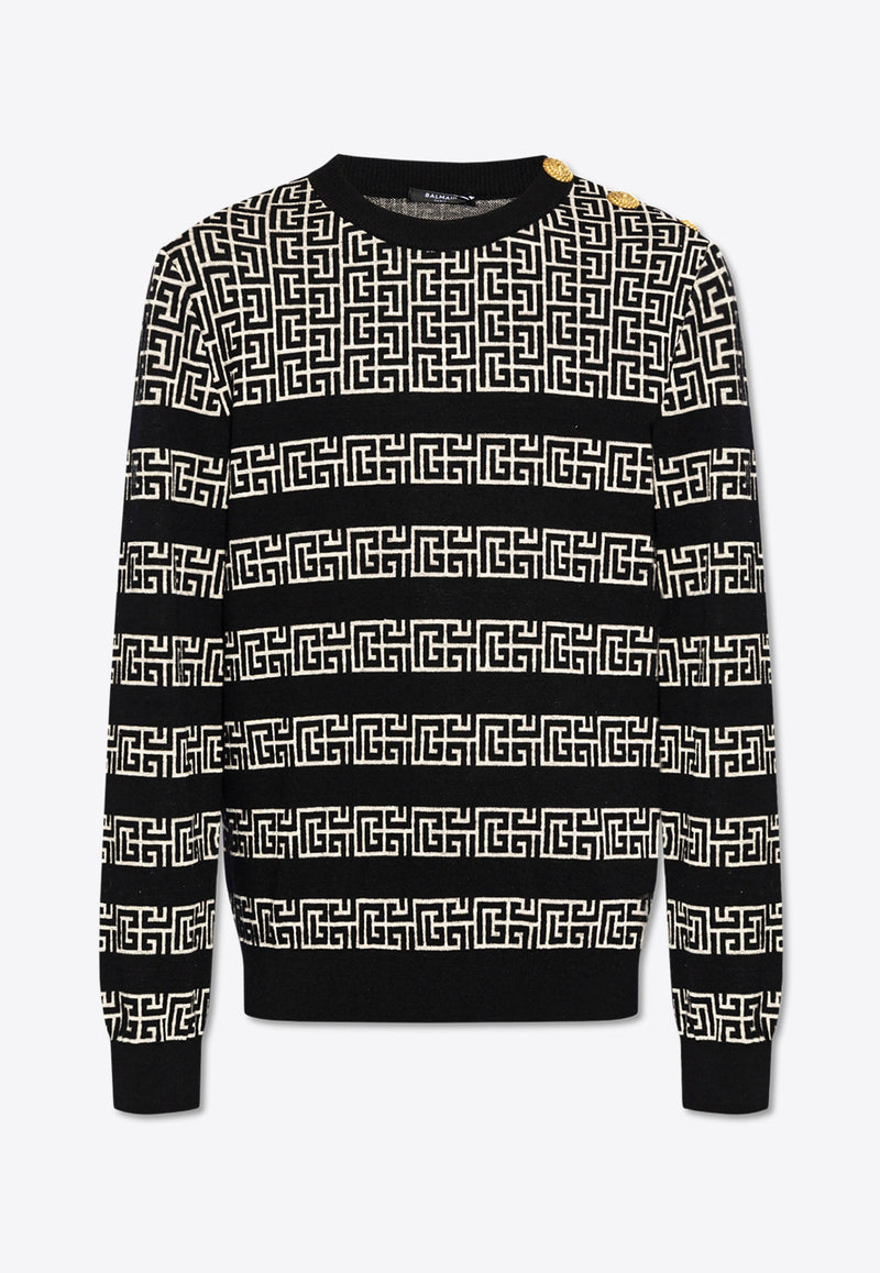 Balmain Logo-Monogram Crewneck Sweater DH1KD010 KH09-GFE