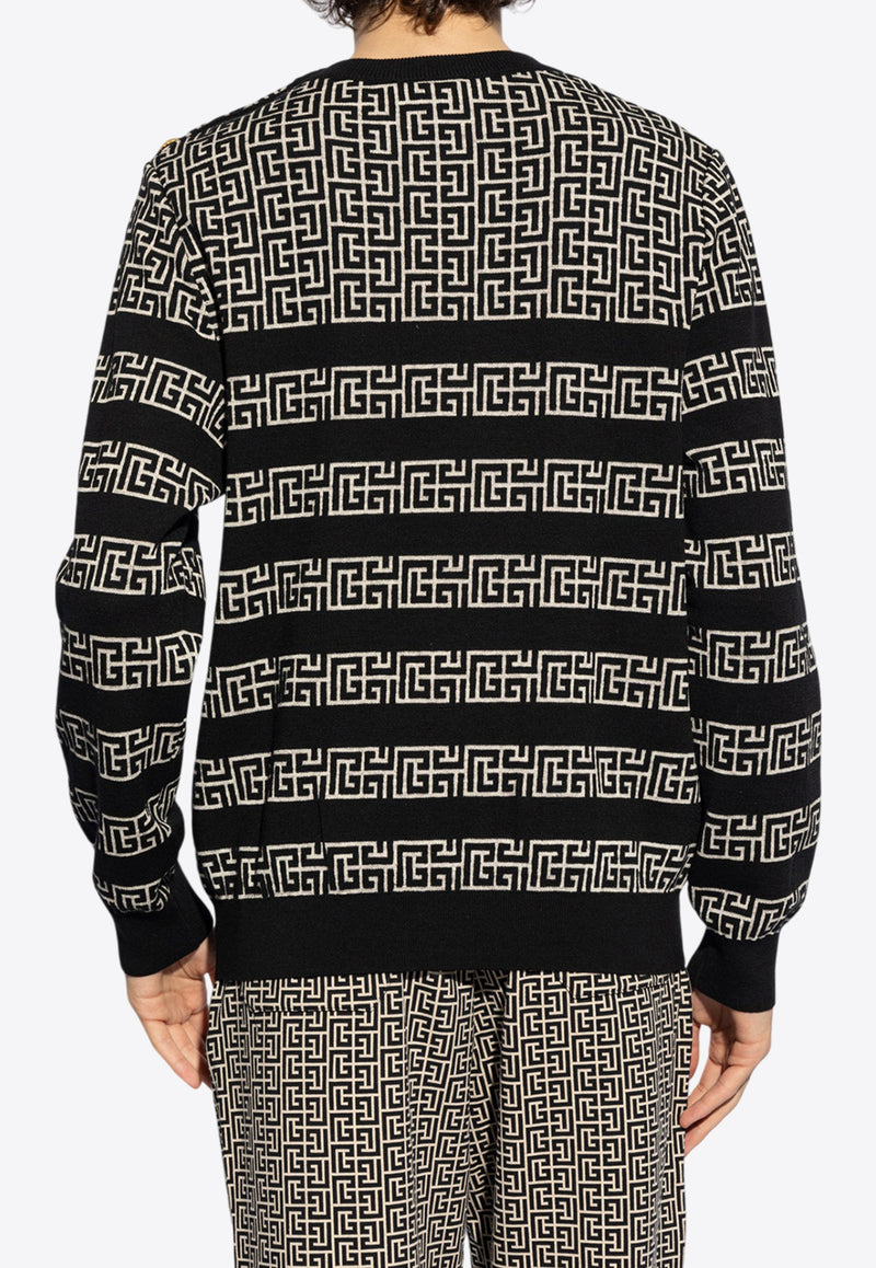 Balmain Logo-Monogram Crewneck Sweater DH1KD010 KH09-GFE