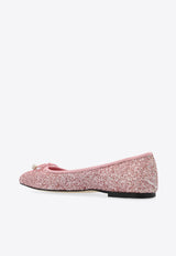 Jimmy Choo Elme Glittered Ballerina Shoes ELME FLAT PZF-ROSE Pink