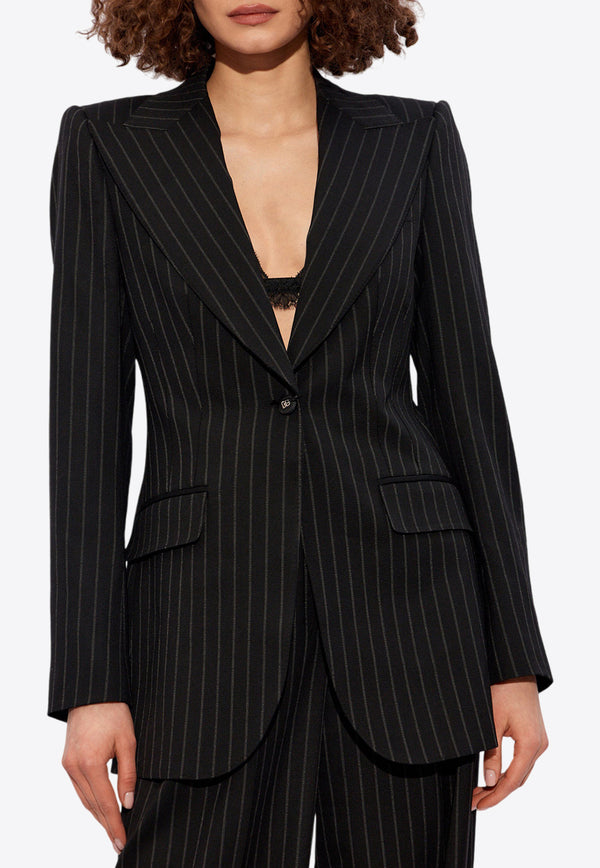 Dolce 
Gabbana Single-Breasted Pinstripe Wool Turlington Jacket F29QGT FRBDB-S8051