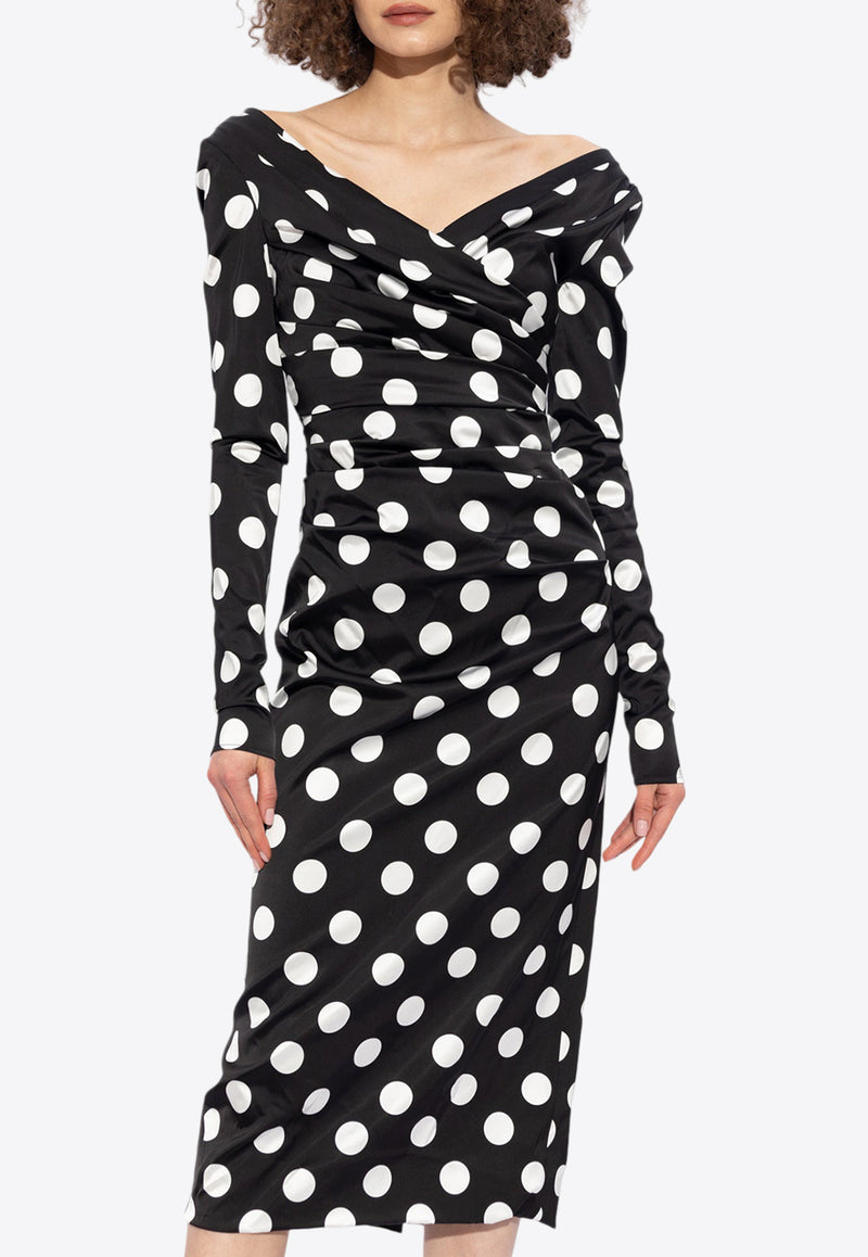 Dolce 
Gabbana Polka Dot Pattern Satin Dress F6DJFT FSIBL-HNL2W