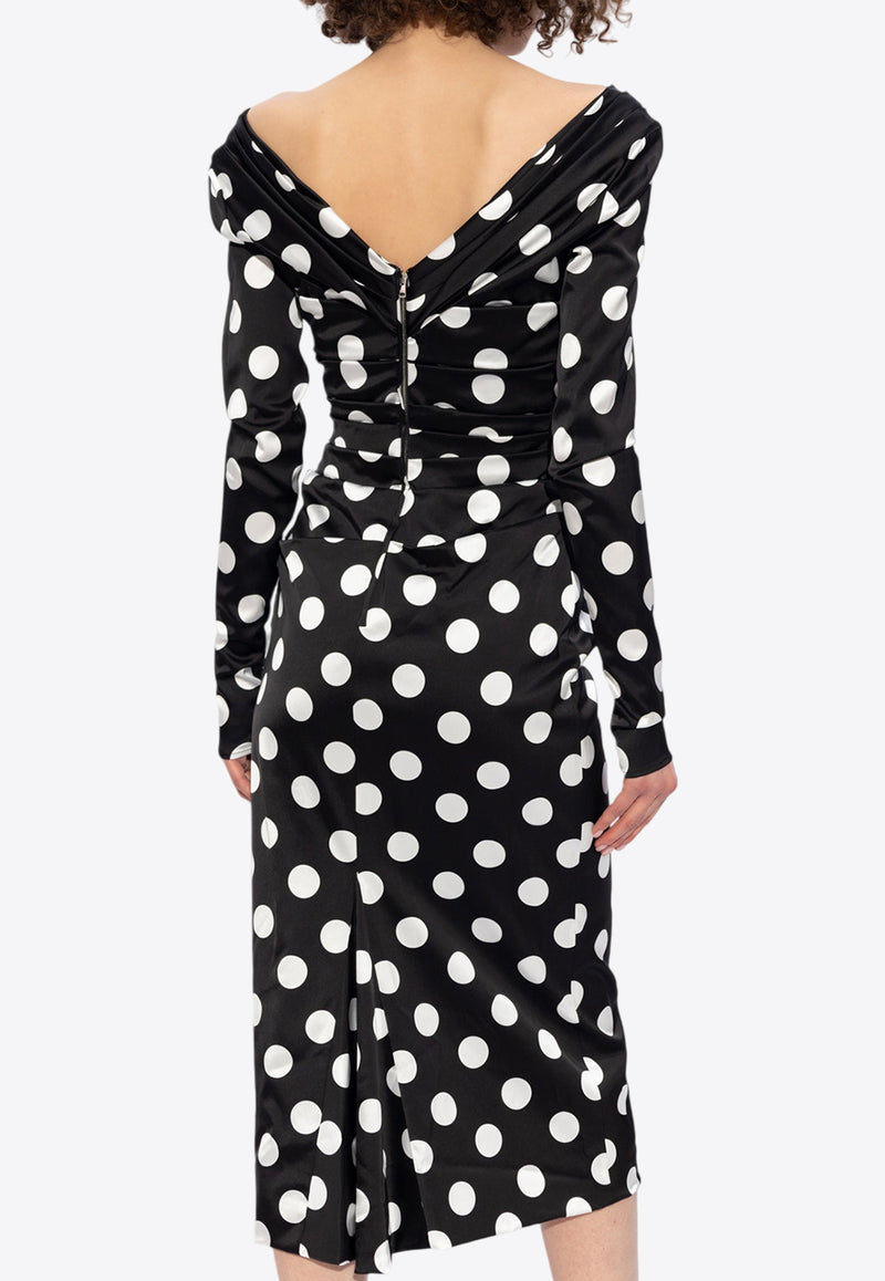 Dolce 
Gabbana Polka Dot Pattern Satin Dress F6DJFT FSIBL-HNL2W