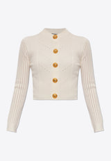 Balmain Buttoned-Embellished Crewneck Cardigan DF1KL190 KF24-0FA