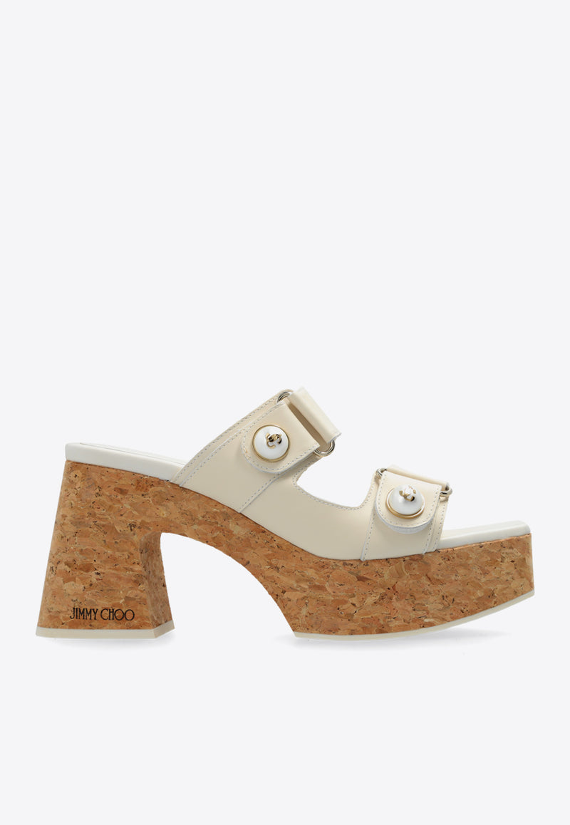 Jimmy Choo Fayence 95 Platform Sandals FAYENCE WEDGE 95 SQM-LATTE Cream